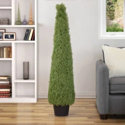 6' Artificial Boxwood Cone Topiary Tree With Round Pot, Unlit -PatioVibe Shop northlight sm93657 style 98729.1667531058
