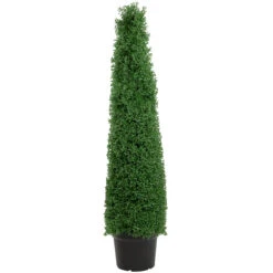 4' Artificial Boxwood Cone Topiary Tree With Pot, Unlit