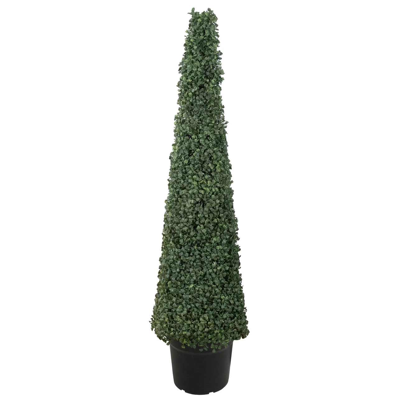 4' Artificial Two-Tone Boxwood Topiary Tree With Round Pot, Unlit 1 4' Artificial Two-Tone Boxwood Topiary Tree With Round Pot, Unlit