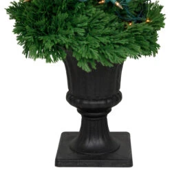 4.5' Pre-Lit Artificial Cedar Double Spiral Topiary Tree In Urn Style Pot, Clear Lights -PatioVibe Shop northlight sm93664 4 20352.1668103831