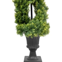 4.5' Artificial Cedar Double Spiral Topiary Tree In Urn Style Pot, Unlit 8 4.5' Artificial Cedar Double Spiral Topiary Tree In Urn Style Pot, Unlit -PatioVibe Shop northlight sm93665 3 18431.1667531077