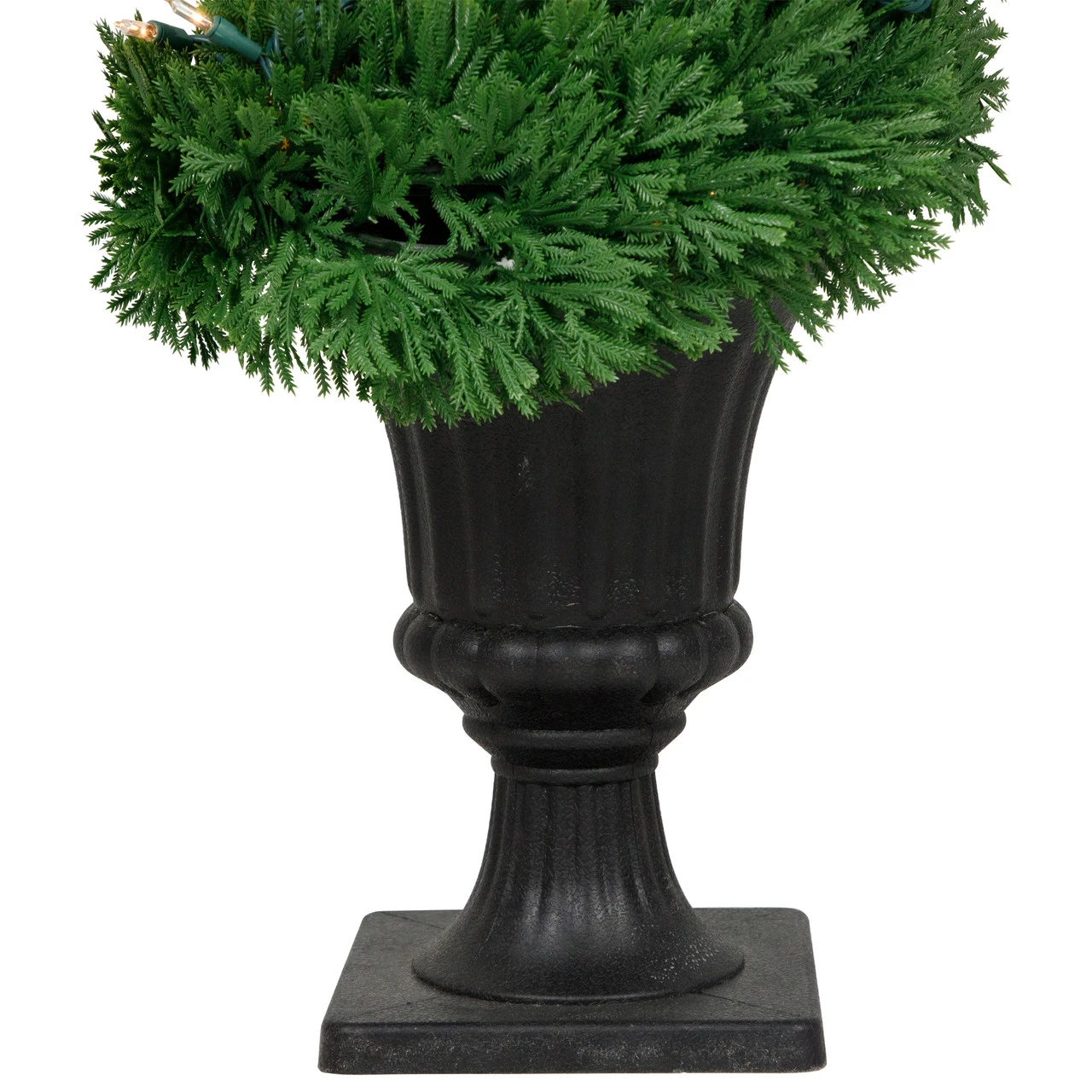 5.5' Pre-Lit Artificial Cedar Spiral Topiary Tree In Urn Style Pot, Clear Lights 3 5.5' Pre-Lit Artificial Cedar Spiral Topiary Tree In Urn Style Pot, Clear Lights - Image 3