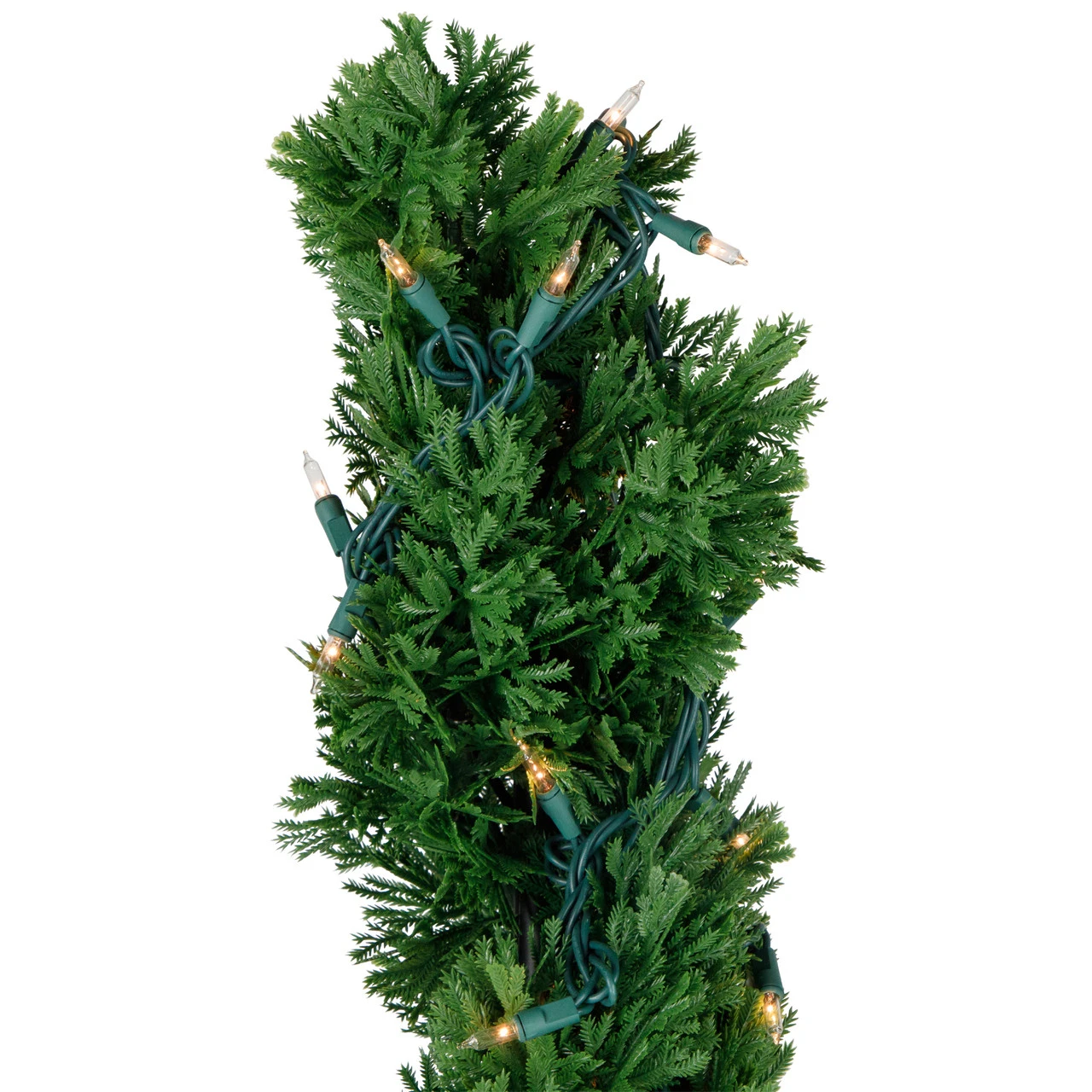 5.5' Pre-Lit Artificial Cedar Spiral Topiary Tree In Urn Style Pot, Clear Lights 4 5.5' Pre-Lit Artificial Cedar Spiral Topiary Tree In Urn Style Pot, Clear Lights - Image 4