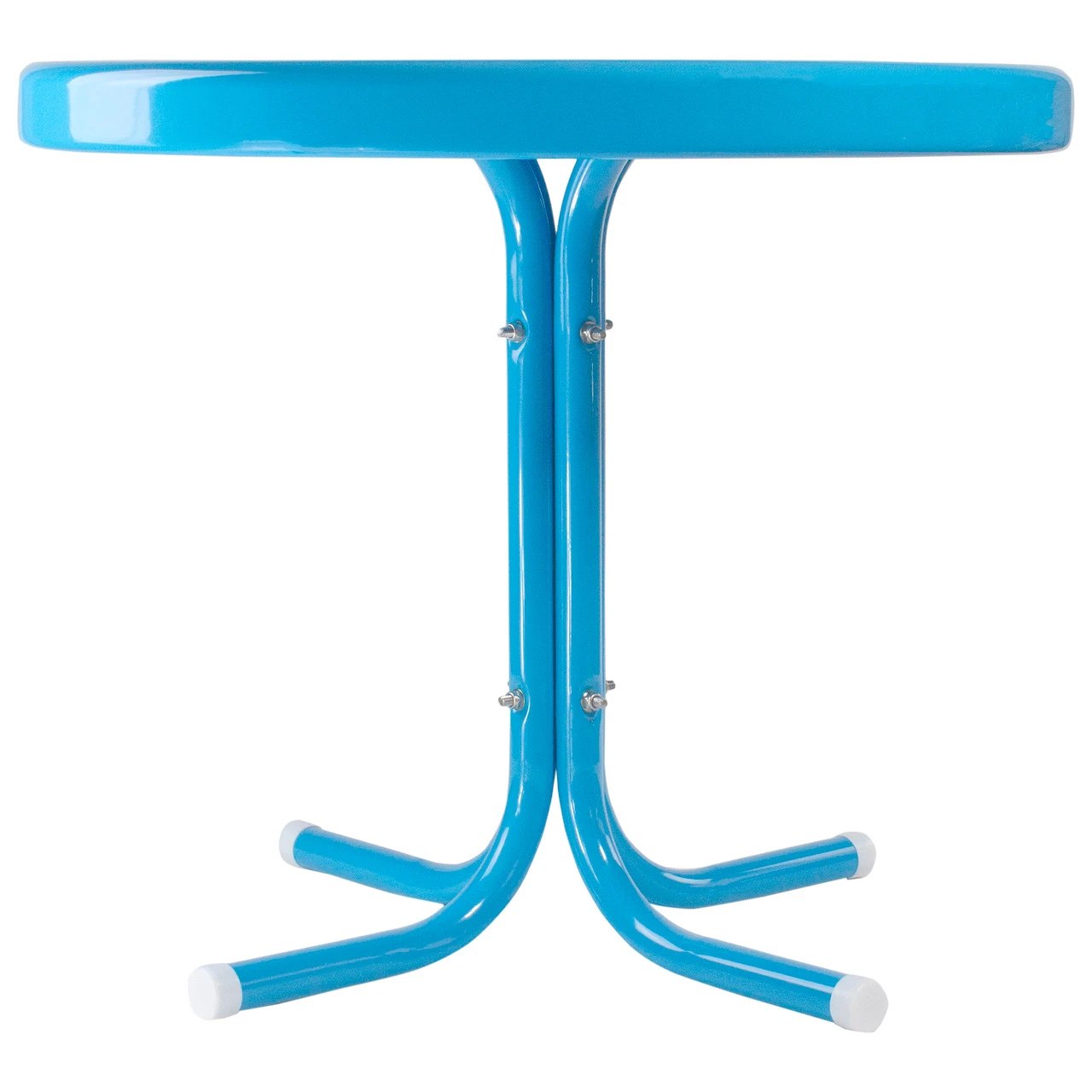 22" Round Outdoor Retro Steel Tulip Side Table, Turquoise Blue 3 22" Round Outdoor Retro Steel Tulip Side Table, Turquoise Blue - Image 3