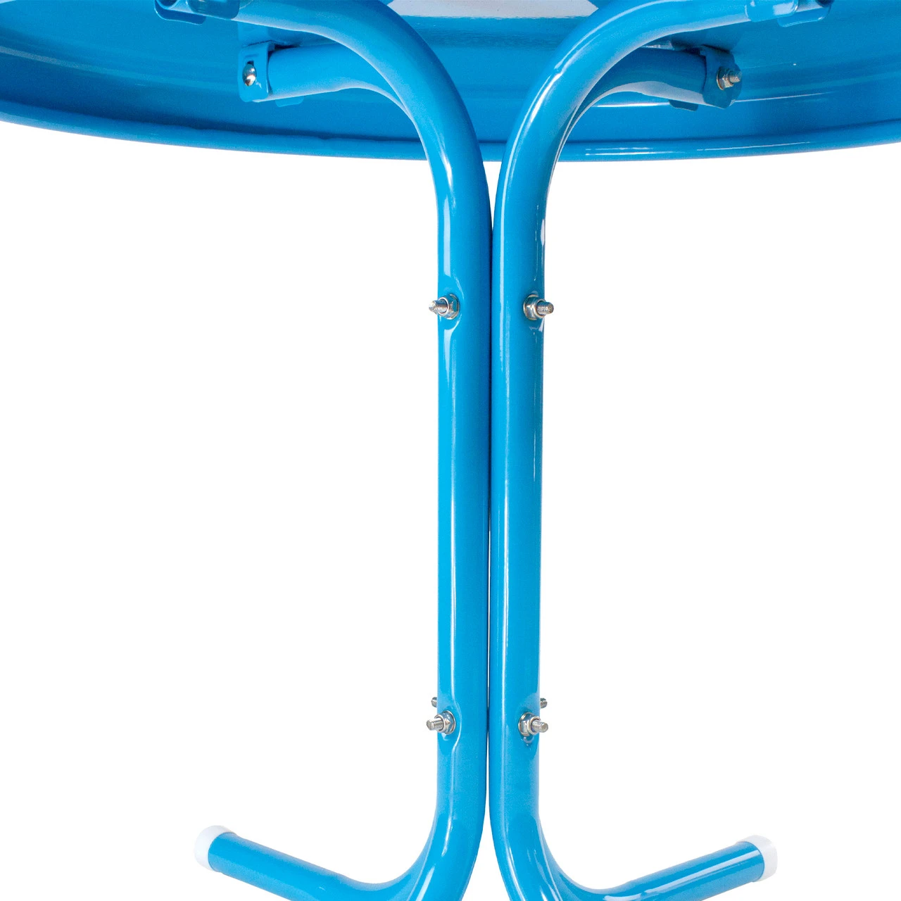 22" Round Outdoor Retro Steel Tulip Side Table, Turquoise Blue 4 22" Round Outdoor Retro Steel Tulip Side Table, Turquoise Blue - Image 4
