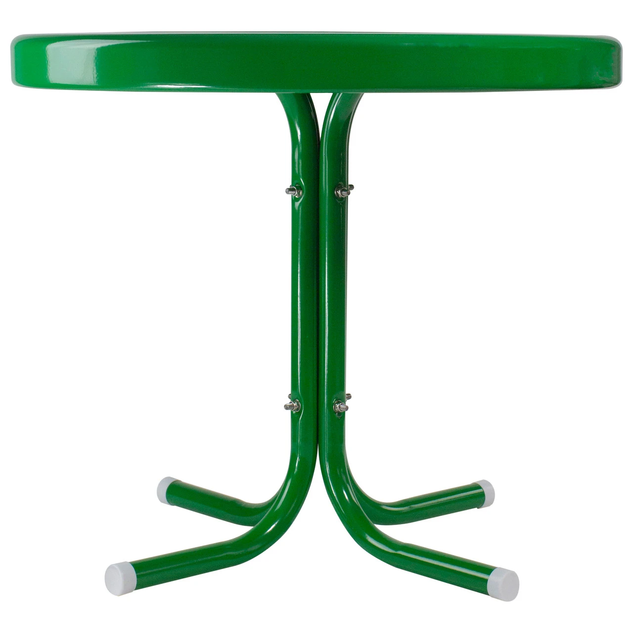 22" Outdoor Retro Round Tulip Metal Side Table, Green 3 22" Outdoor Retro Round Tulip Metal Side Table, Green - Image 3