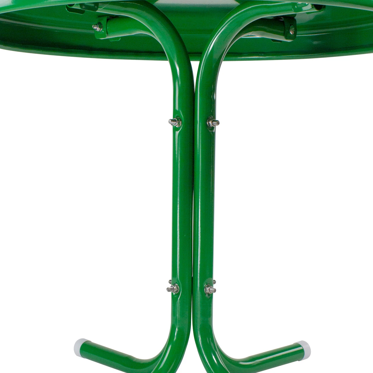 22" Outdoor Retro Round Tulip Metal Side Table, Green 4 22" Outdoor Retro Round Tulip Metal Side Table, Green - Image 4