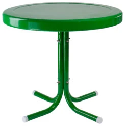 22" Outdoor Retro Round Tulip Metal Side Table, Green