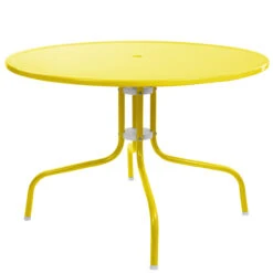 39.25-Inch Outdoor Retro Metal Tulip Dining Table, Yellow