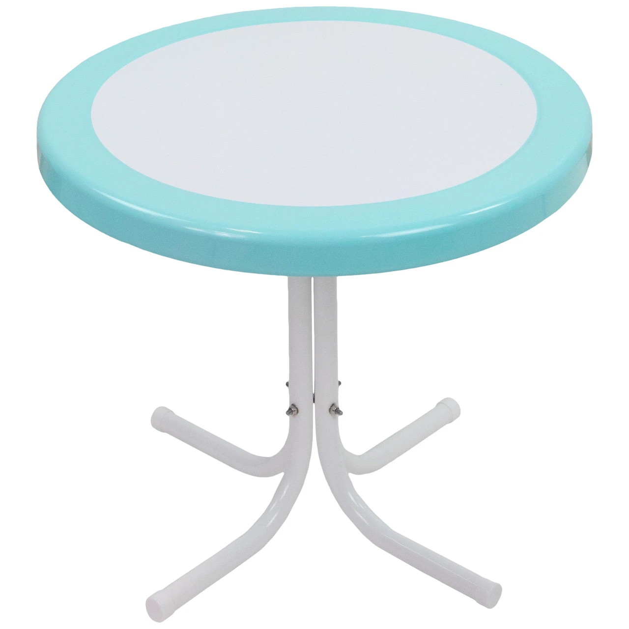 22" Outdoor Retro Tulip Side Table, Blue And White 1 22" Outdoor Retro Tulip Side Table, Blue And White