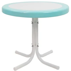 22" Outdoor Retro Tulip Side Table, Blue And White 7 22" Outdoor Retro Tulip Side Table, Blue And White -PatioVibe Shop northlight wb93630 2 44420.1667516857