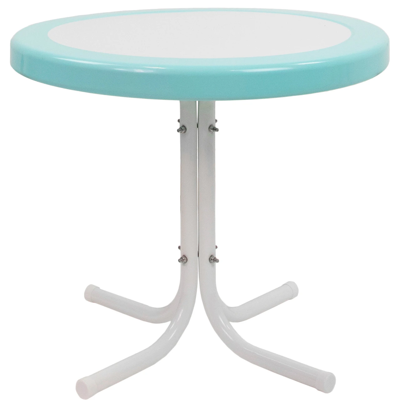 22" Outdoor Retro Tulip Side Table, Blue And White 4 22" Outdoor Retro Tulip Side Table, Blue And White - Image 4