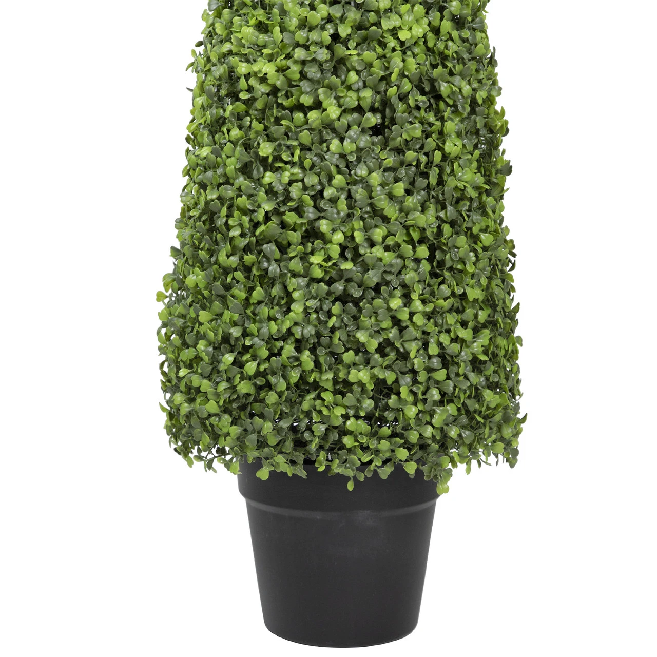 45" Two Tone Green Triangular Artificial Boxwood Topiary Potted Tree - Unlit 4 45" Two Tone Green Triangular Artificial Boxwood Topiary Potted Tree - Unlit - Image 4