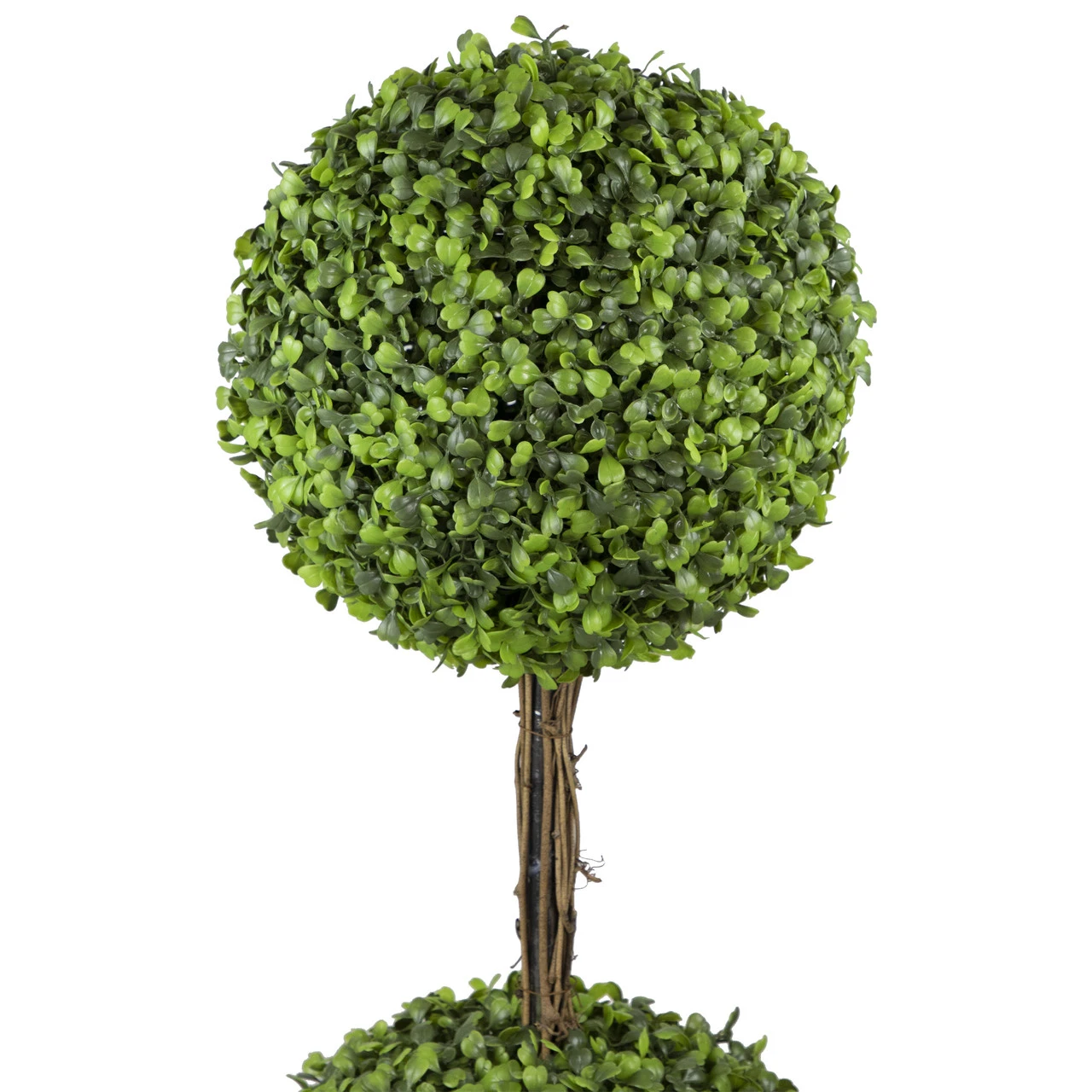 48" Two Tone Green Double Sphere Artificial Boxwood Topiary Potted Plant 3 48" Two Tone Green Double Sphere Artificial Boxwood Topiary Potted Plant - Image 3