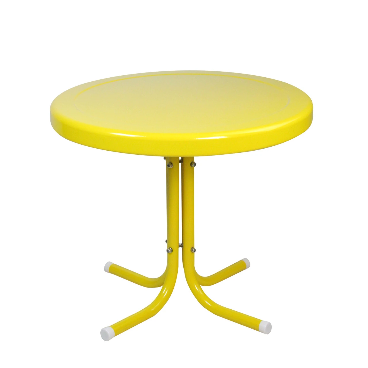 22" Outdoor Retro Metal Tulip Side Table, Yellow 1 22" Outdoor Retro Metal Tulip Side Table, Yellow
