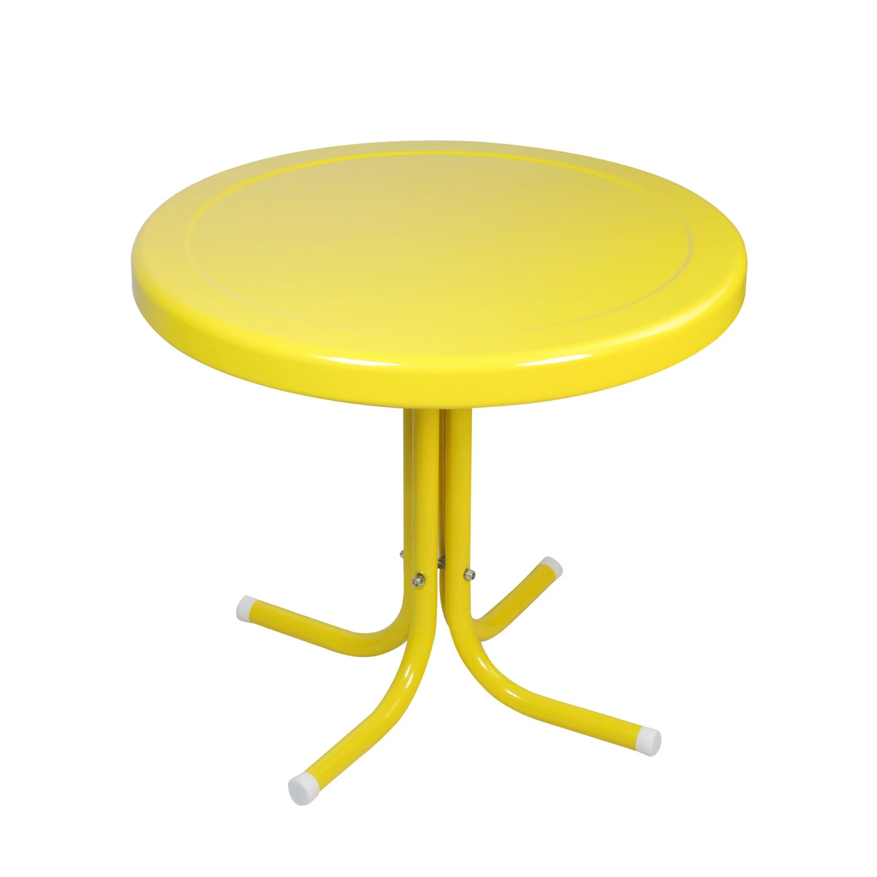 22" Outdoor Retro Metal Tulip Side Table, Yellow 2 22" Outdoor Retro Metal Tulip Side Table, Yellow - Image 2