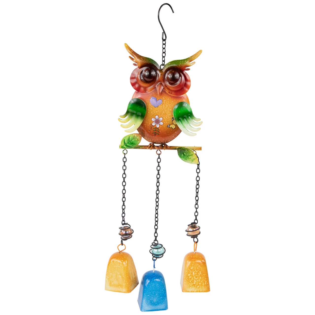 10" Green Metal Owl Outdoor Garden Windchime 1 10" Green Metal Owl Outdoor Garden Windchime