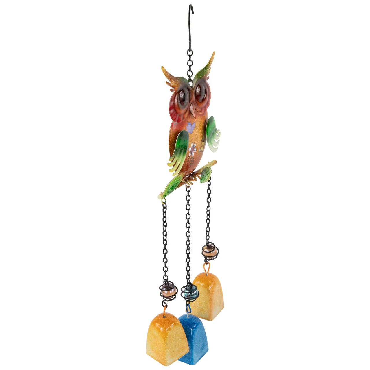 10" Green Metal Owl Outdoor Garden Windchime 3 10" Green Metal Owl Outdoor Garden Windchime - Image 3