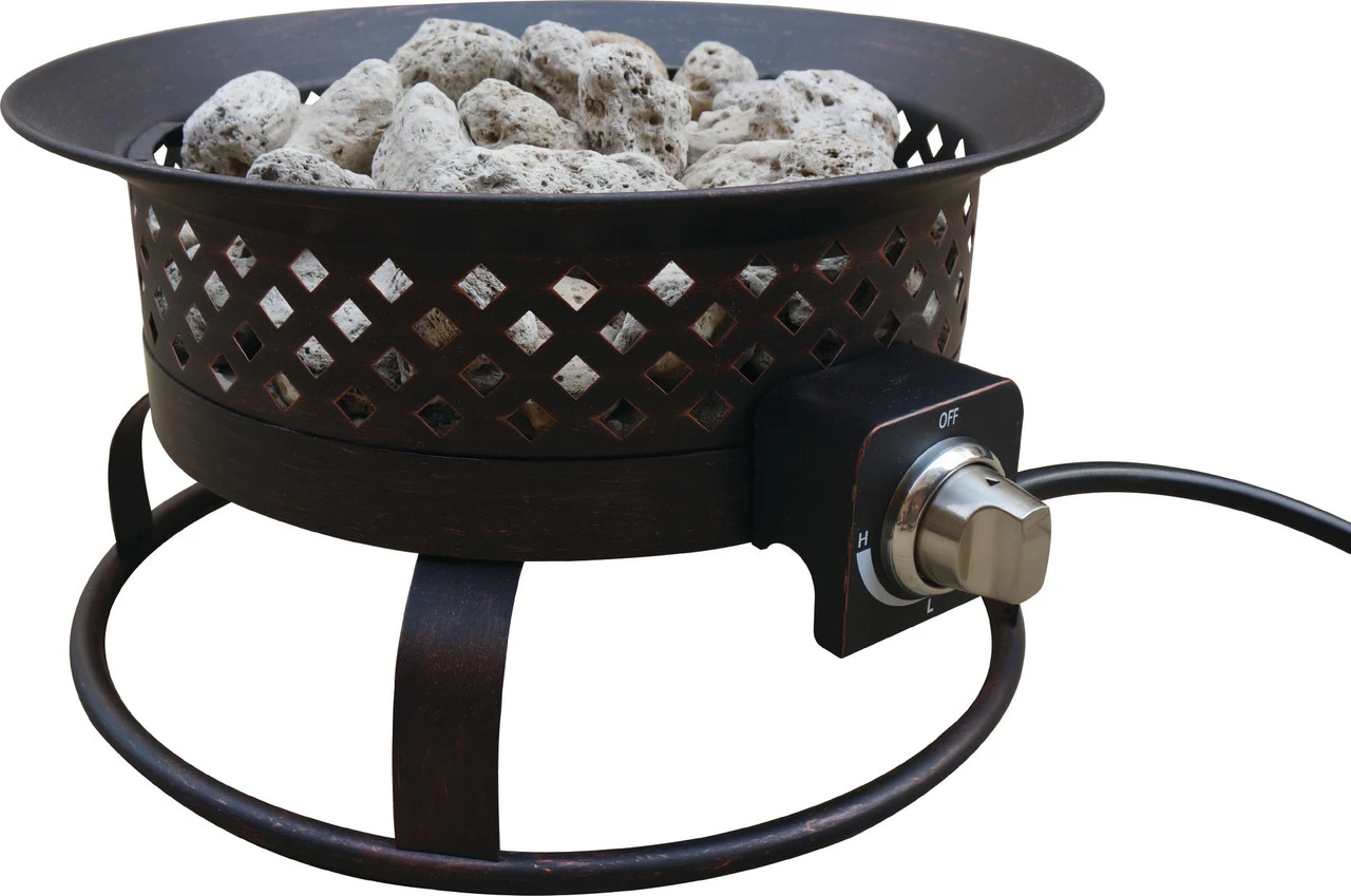 18.5" Rubbed Bronze Aurora Steel Outdoor Gas Firepit 2 18.5" Rubbed Bronze Aurora Steel Outdoor Gas Firepit - Image 2