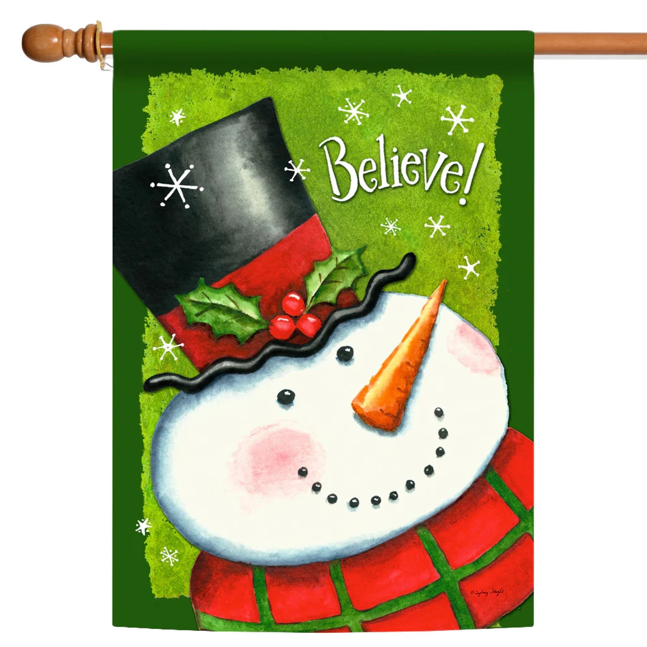 'Believe' Snowman Christmas Outdoor House Flag 40" X 28" 1 'Believe' Snowman Christmas Outdoor House Flag 40" X 28"