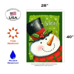 'Believe' Snowman Christmas Outdoor House Flag 40" X 28" 7 'Believe' Snowman Christmas Outdoor House Flag 40" X 28" -PatioVibe Shop u10.3 26639.1682374978