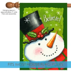 'Believe' Snowman Christmas Outdoor House Flag 40" X 28" 9 'Believe' Snowman Christmas Outdoor House Flag 40" X 28" -PatioVibe Shop u10.5 15685.1682374979