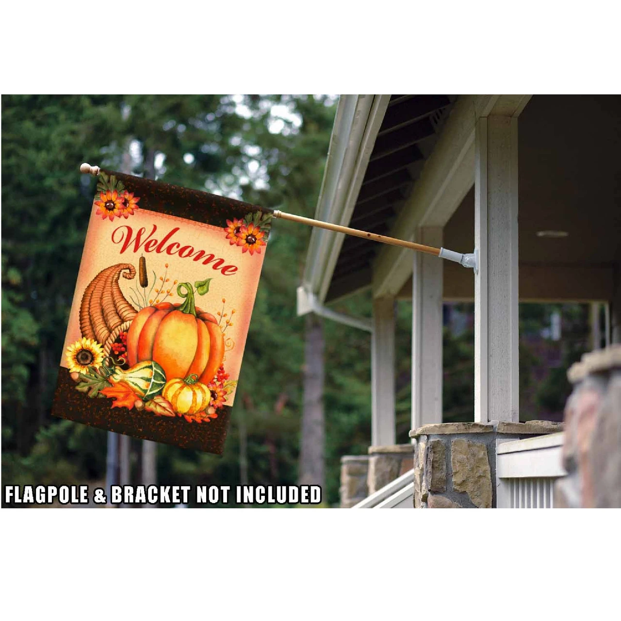 Fall Harvest Welcome Cornucopia Outdoor House Flag 40" X 28" 2 Fall Harvest Welcome Cornucopia Outdoor House Flag 40" X 28" - Image 2