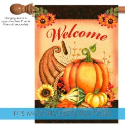 Fall Harvest Welcome Cornucopia Outdoor House Flag 40" X 28" 9 Fall Harvest Welcome Cornucopia Outdoor House Flag 40" X 28" -PatioVibe Shop u11.5 44637.1682374976