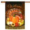 Fall Harvest Turkey 'Welcome' Outdoor House Flag 40" X 28"