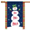 Ho Ho Ho Snowman Christmas Outdoor House Flag 40" X 28"