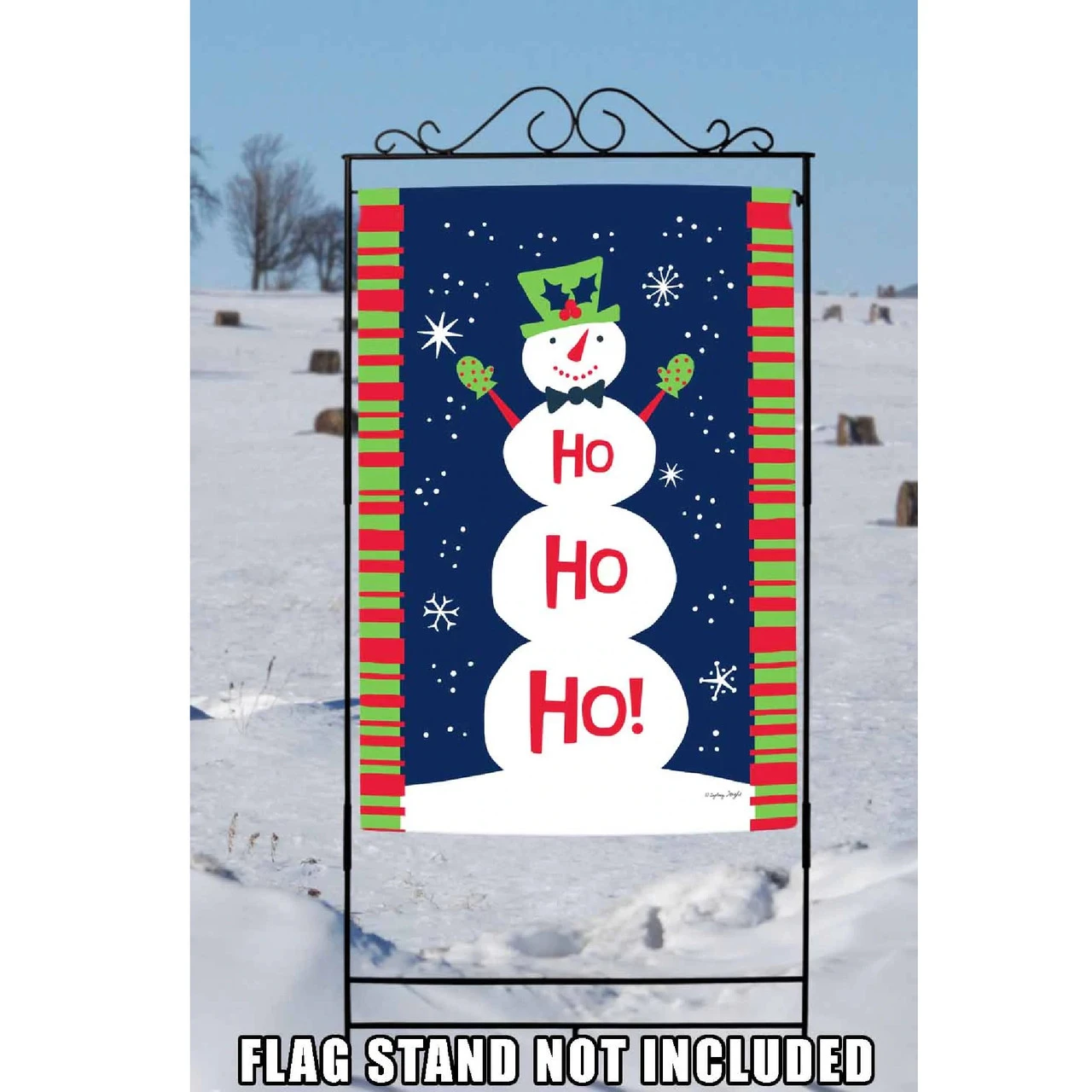 Ho Ho Ho Snowman Christmas Outdoor House Flag 40" X 28" 2 Ho Ho Ho Snowman Christmas Outdoor House Flag 40" X 28" - Image 2