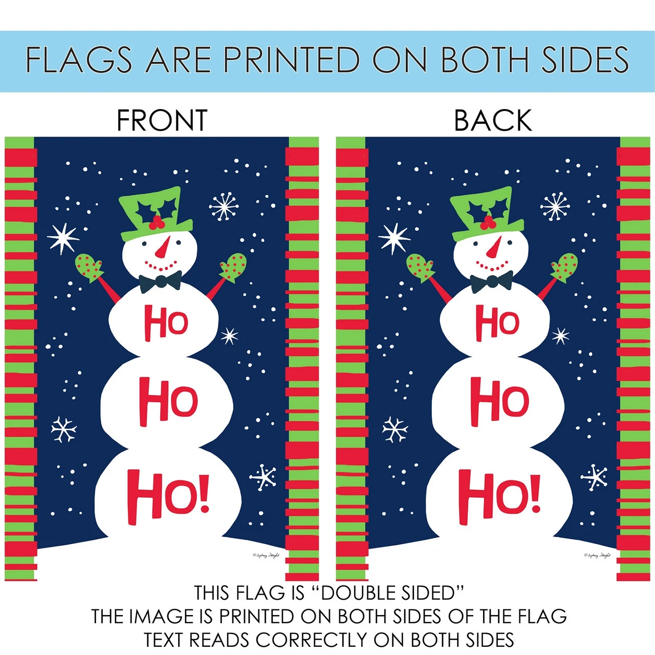 Ho Ho Ho Snowman Christmas Outdoor House Flag 40" X 28" 4 Ho Ho Ho Snowman Christmas Outdoor House Flag 40" X 28" - Image 4