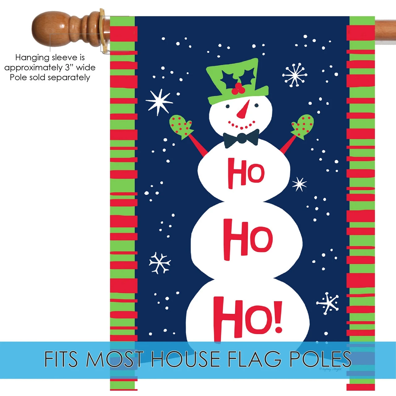 Ho Ho Ho Snowman Christmas Outdoor House Flag 40" X 28" 5 Ho Ho Ho Snowman Christmas Outdoor House Flag 40" X 28" - Image 5