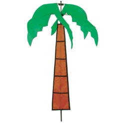 Pack Of 6 Green And Brown Palm Tree Wind-Wheel Yard Party Decor 3.5'