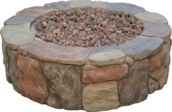 36" Gas Outdoor Patio Stacked Stone Round Fire Pit