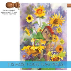Birdhouse And Sunflowers Outdoor House Flag 40" X 28" -PatioVibe Shop z16.5 80551.1682375274