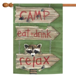 'Camp Eat + Drink Relax' Outdoor House Flag 40" X 28"