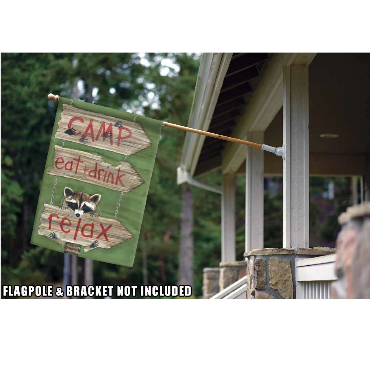'Camp Eat + Drink Relax' Outdoor House Flag 40" X 28" 2 'Camp Eat + Drink Relax' Outdoor House Flag 40" X 28" - Image 2