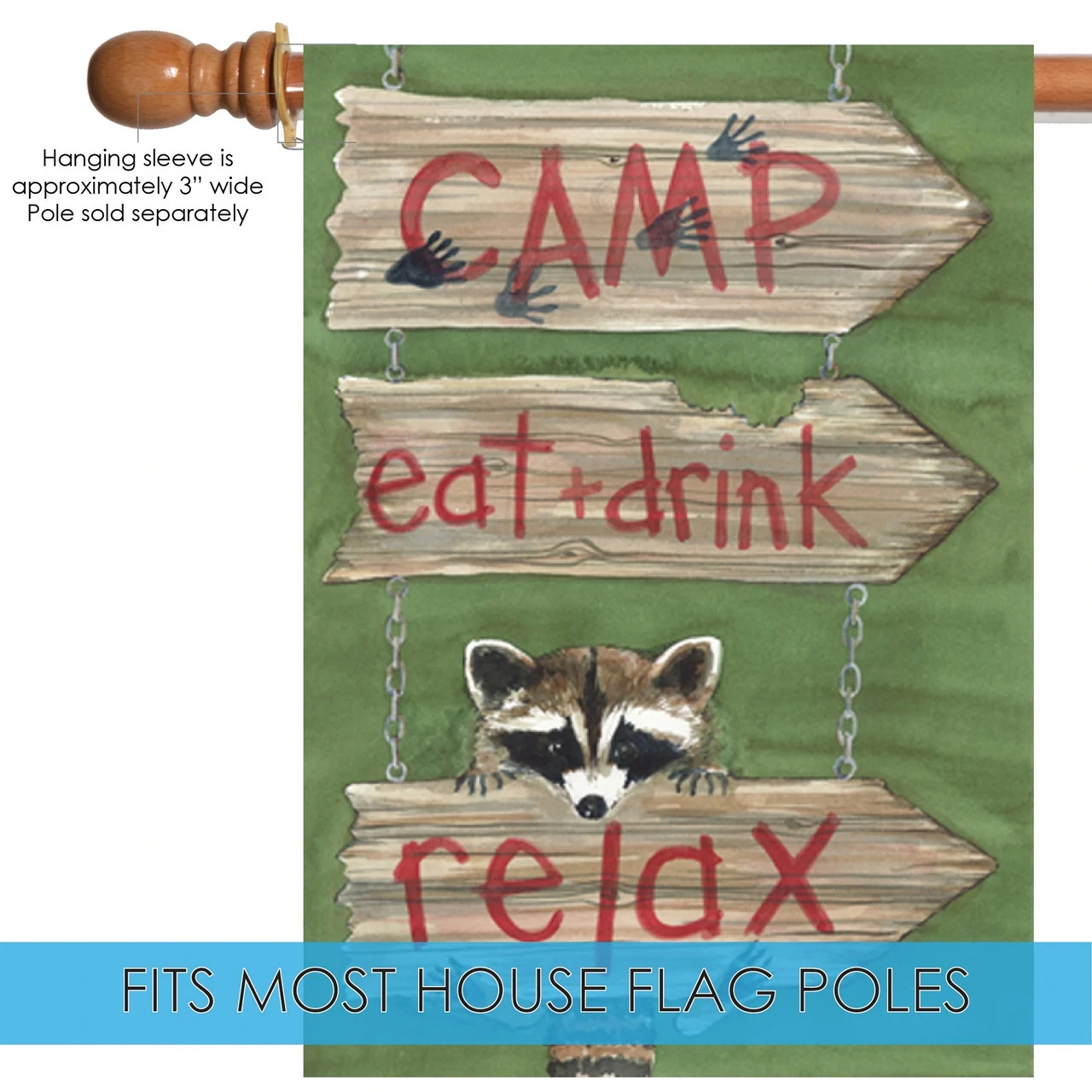 'Camp Eat + Drink Relax' Outdoor House Flag 40" X 28" 5 'Camp Eat + Drink Relax' Outdoor House Flag 40" X 28" - Image 5