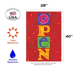 'Open' Outdoor House Flag 40" X 28" 7 'Open' Outdoor House Flag 40" X 28" -PatioVibe Shop z5.3 41861.1682374083