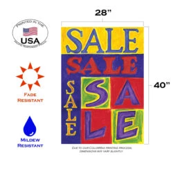 'Sale' Block Outdoor House Flag 40" X 28" 7 'Sale' Block Outdoor House Flag 40" X 28" -PatioVibe Shop z7.3 43939.1682375488