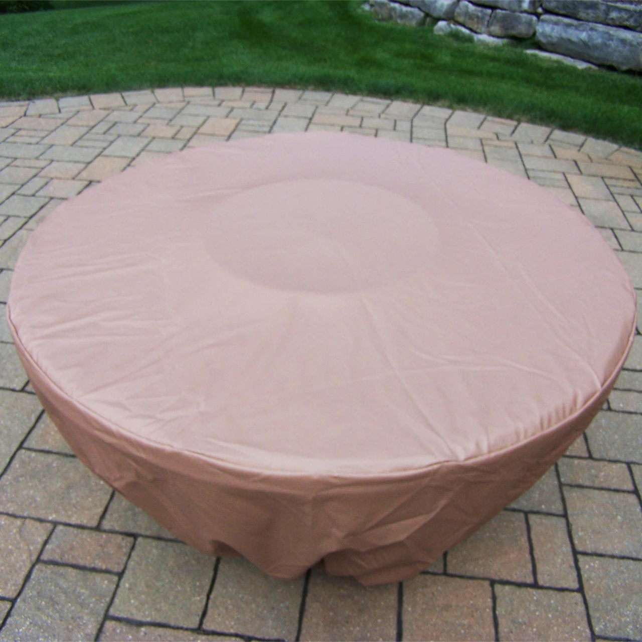 45" Beige Contemporary Heavy Duty Fire Pit Table Cover 1 45" Beige Contemporary Heavy Duty Fire Pit Table Cover