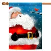 Christmas Laughing Santa Outdoor House Flag 40" X 28"