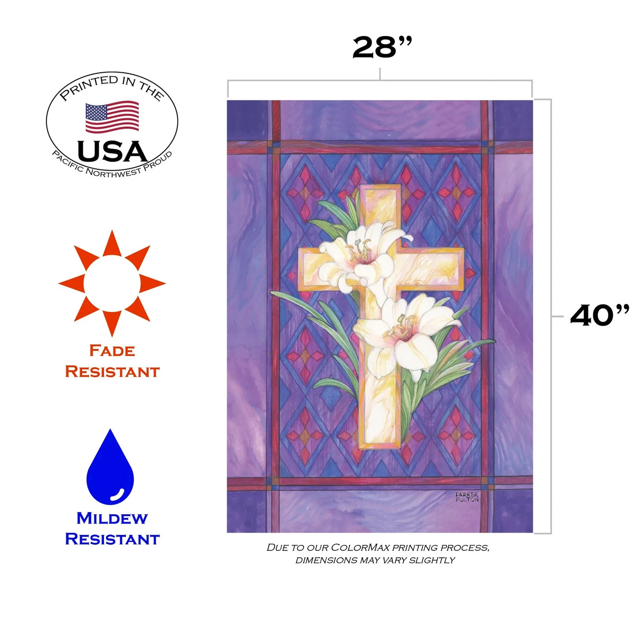 Lily And Cross Rectangular Outdoor House Flag 40" X 28" 3 Lily And Cross Rectangular Outdoor House Flag 40" X 28" - Image 3