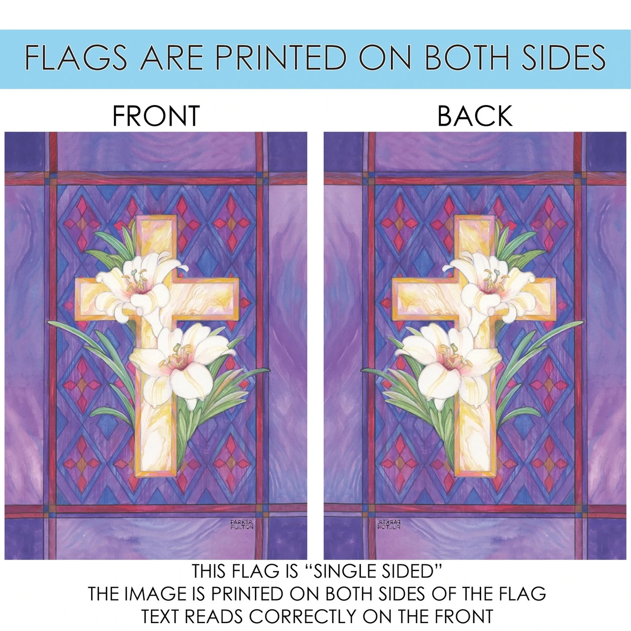 Lily And Cross Rectangular Outdoor House Flag 40" X 28" 4 Lily And Cross Rectangular Outdoor House Flag 40" X 28" - Image 4
