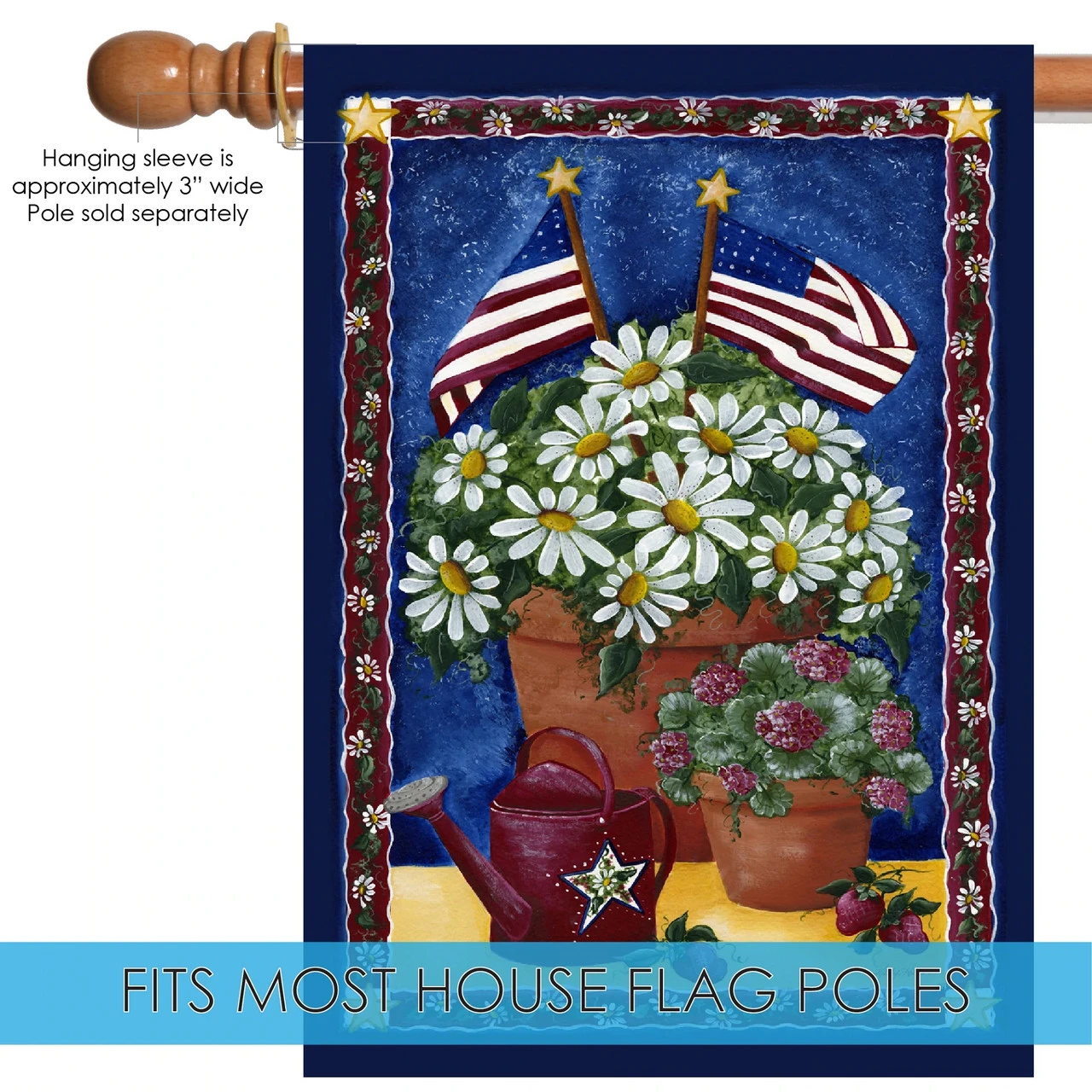 American Daisies Rectangular Outdoor House Flag 40" X 28" 5 American Daisies Rectangular Outdoor House Flag 40" X 28" - Image 5