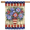 Patriotic Flowers Outdoor House Flag 40" X 28"