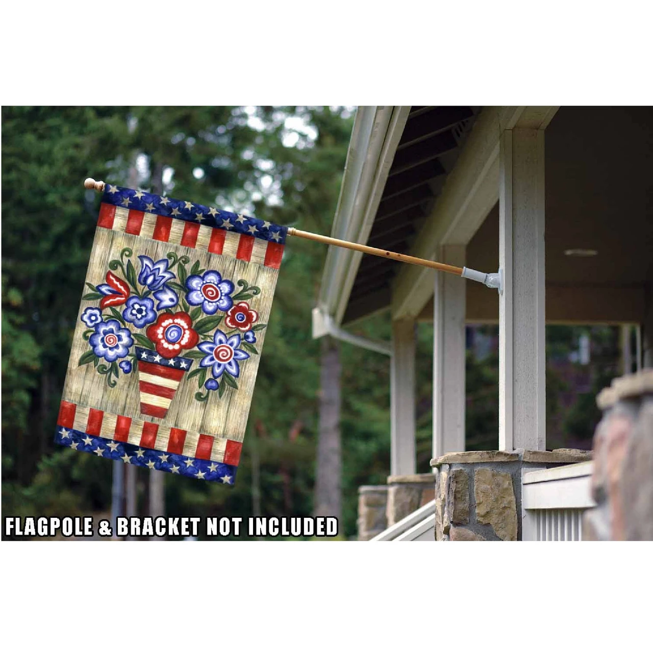 Patriotic Flowers Outdoor House Flag 40" X 28" 2 Patriotic Flowers Outdoor House Flag 40" X 28" - Image 2