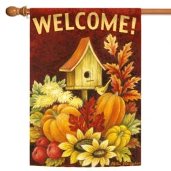 Fall Birdhouse Outdoor House Flag 40" X 28"