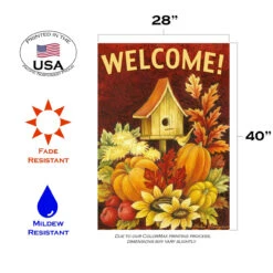 Fall Birdhouse Outdoor House Flag 40" X 28" -PatioVibe Shop zzz20.3 59185.1682374182